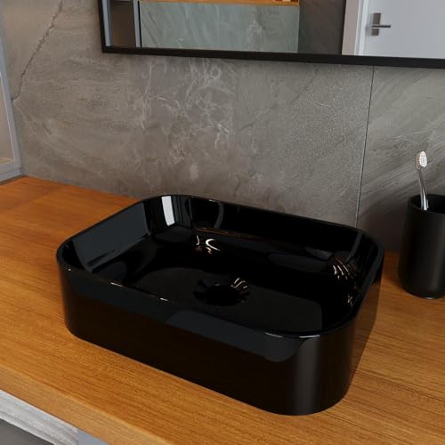 Cuba Pia para Banheiro Retangular Oxford Preto Brilho