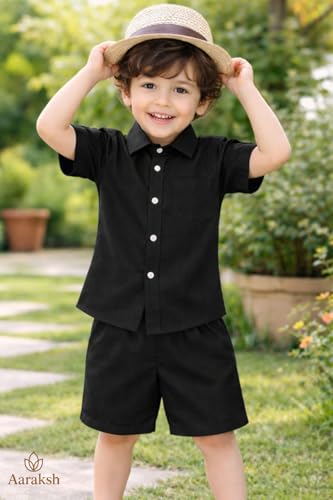 Image of Boys Shirt & Shorts Co-ord Set Kids Regular Wear Clothes Outfit