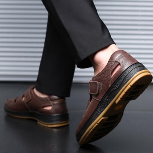 Men's Retro Head Oxford Shoes Beach Shoes Cowhide Upper Sticky Open Toe Sandals, Waterproof Comfortable Non-Slip Hook & Loop Beach Water2