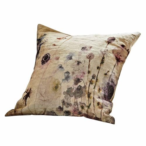 Loberon Kissenhülle Passanja, künstlerisches Blütenmotiv, harmonische Farbgebung, Wohn-Accessoire, Wohntextilien, Kissenbezug, Leinen, bunt