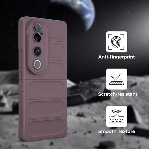 Image of A rtistque Back Cover Case for Vivo V40 / V40 Pro / T3 Ultra 5G | with Inner Fabric | Stylish AirBag Case | Liquid Stripe Silicone | Camera Protection | Anti Slip Grip | Back Cover - Purple