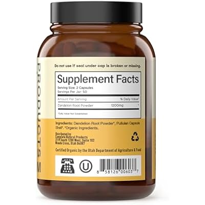 Organic Dandelion Root Capsules 600mg - Dandelion Supplement Pills, Herbal Root Support for Liver Detox, Digestive Cleanse Aid, Vegan Plant Based Formula, Non GMO, No Fillers, Gluten Free, Made in USA