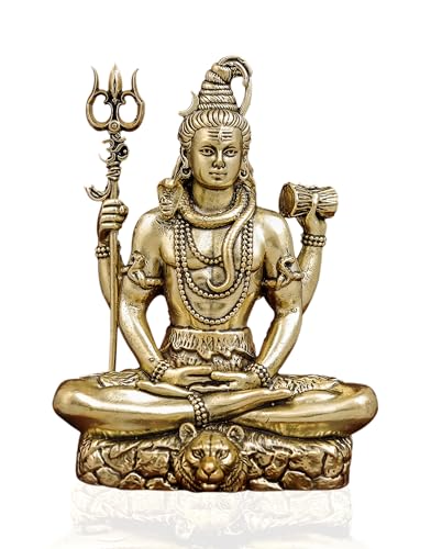 Gangesindia Premium Brass Shiva Statue Meditating Lord Shiva Mahadeva Idol Home Office Decor Temple Pooja House Warming Gift Figurine 3 Inch