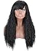 Produktbild Kalyss Damen Lange Schwarz Lockig Wellig Perücke mit Side Bangs Prämie Synthetik Hitze Beständig Ballaststoff Haar Ersatz Perücken, Natürlich Sieht aus wie Mensch Haar (2#, 26 Zoll)