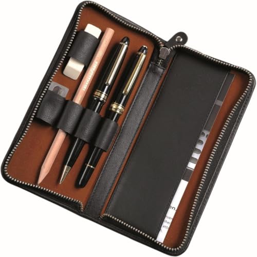 Alassio Writing Instrument Case Real Leather Black 2638