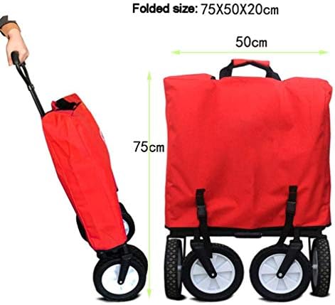 Folding Wagon Folding Wagon Aluminium Capacity 80 kg Portable Garden Cart with 4 Wheels and Steel Brakes Trolley (Navy)