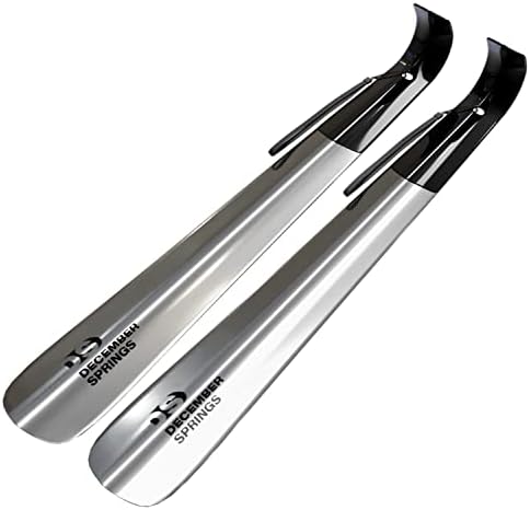 December Springs Metal Shoe Horn Long Handle For Seniors, 2 Pack, Small & Long Shoe Horns For Boots and Cowboy boots (Long Handle 2 Pack)