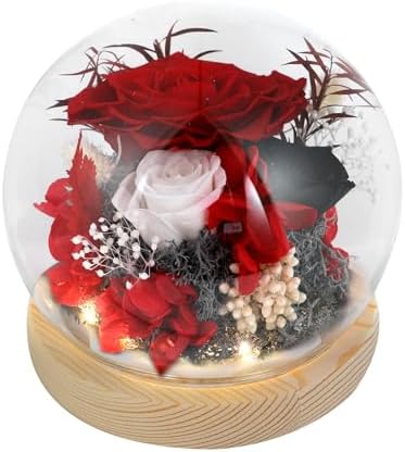 Preserved Rose Flower in Glass Dome - Elegant Wedding Gifts, Bridal Shower Gifts, or Graduation Gifts for Her - Perfect Bedroom Decor, for Mom Girlfriend