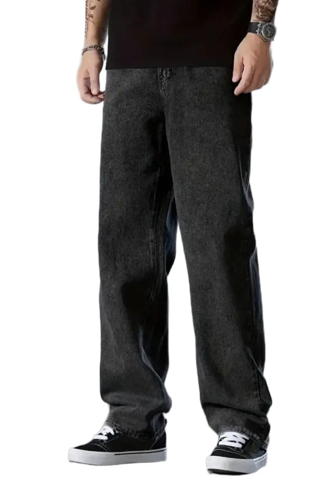 Image of ZARNAB Straight Fit Men Dark Grey Jeans | Tailored Fit | Mid-Rise Waist | Durable Cotton Blend Fabric | Contemporary Solid Finish | All-Season Wear | Style 179