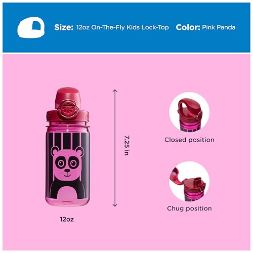 Image of Nalgene Kids' 12 oz On The Fly Lock-Top Water Bottle, Pink Panda