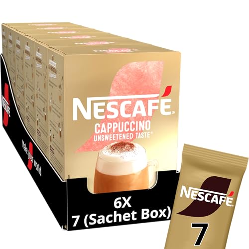Image of NESCAFE Cappuccino Unsweetened Instant Coffee 7 Sachets, 100percent Responsibly Sourced Coffee Pack of 1