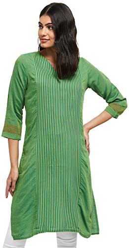 Image of Max Women Striped V-Neck Straight Kurta