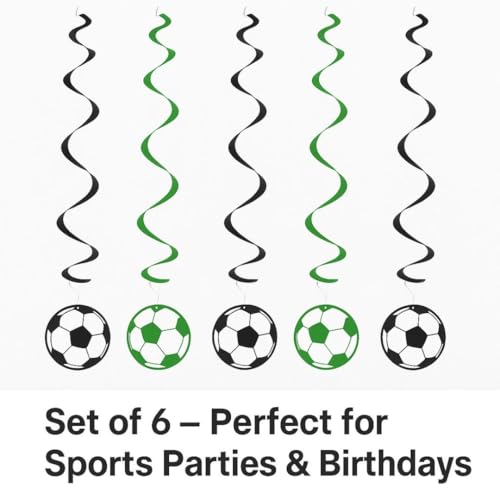 Image of Wanna Party Soccer Swirl Decorations 6ct for Soccer Theme Party Decorations /Football party Supplies /Soccer theme Birthday Party Decorations for boys, Multicolor (702810)