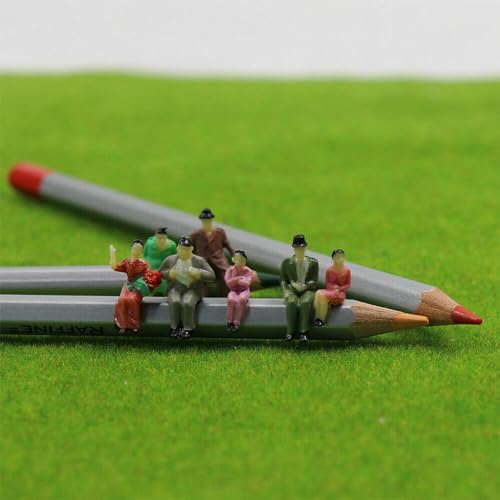 VICDUEKG 40 Stück Mini Modelleisenbahn Figuren Menschen Figuren Bemalte Sitzende Personen Verschiedene Posen Miniaturleute Spur H0 Figuren 1:87