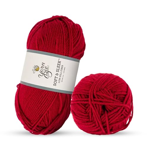 Image of Hobby Lobby Yarn Bee Soft & Sleek Yarn, 610 Chili Red | 4 Medium Weight, 100% Low Pill Acrylic, 232 Yards Per Skein