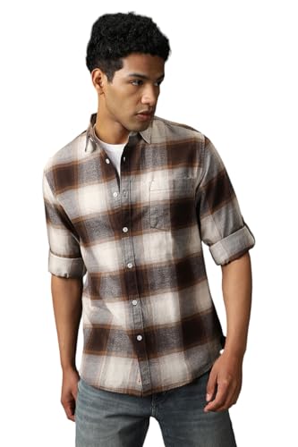 Image of High Star Men Check Cotton Regular Fit Collar Long Sleeve Shirts 29