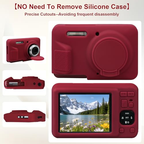 Funda rígida y silicona para Kodak PIXPRO FZ55 roja miniatura 4