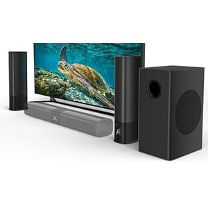 Saiyin Sound Bars for Smart TV with Subwoofer, Soundbar with Optical/ARC/AUX and Bluetooth 5.3 Inputs, Surround Sound System with 5.25 Inches Woofer,Treble and Bass Adjustable