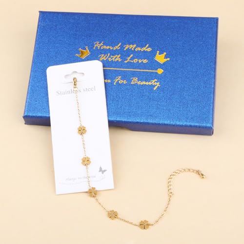 Image of 18K Gold Plated Stainless Steel Dainty Charms Colorful Crystal Birthstone Bracelet Minimalist Cute Jewelry for Women