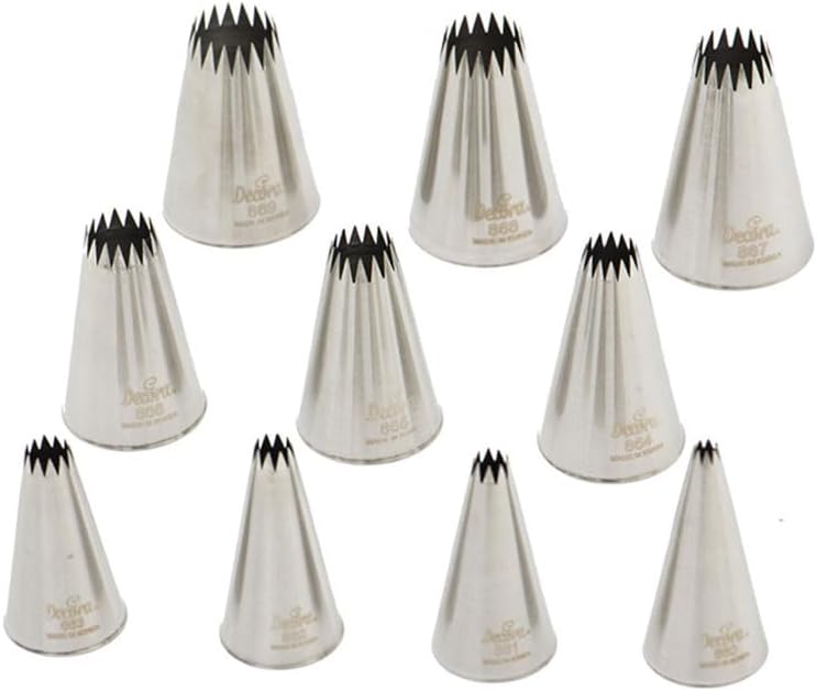 DECORA 10 Pieces French Star Nozzle Set, Stainless Steel, 30 x 30 x 30 cm