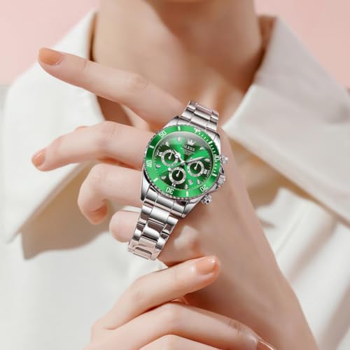 Image of OLEVS Women Diamond Quartz Watches Stainless Steel Chronograph Wristwatch