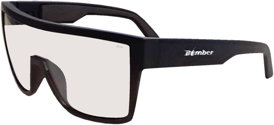 BOMBER Saftey Glasses for Men and Women, Clear Safety Lens, with Matte Black Square Frameand Non Slip Foam lining, Removable Side Shields included, z87 Compliant - BZ101
