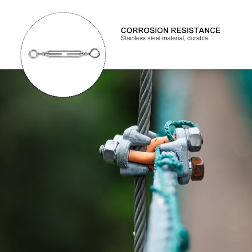 Tensor para cable de acero inoxidable WOONEKY 1/8 pulg Ojo y Ojo para tensión de cable de alambre, adecuado para aplicaciones industriales de tracción y elevación de alta resistencia miniatura 3