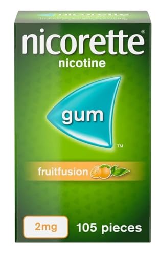 Nicorette Fruitfusion 2mg Gum (1 x 105 Pieces), Discreet and Fast-Acting, Stop Smoking Aid to Tackle Cravings and Withdrawal Symptoms, Nicotine Gum with Pleasant Fruit Flavour, Chewing Gum