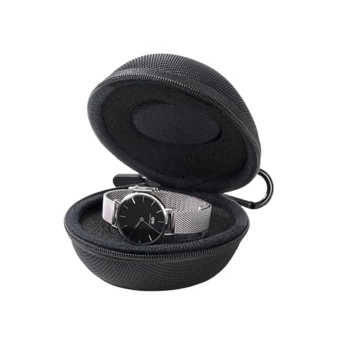 HZONGMINGZT Travel Watch Case Portable Watch Organizer Box Single Watch Storage Box for all Wristwatches & Smart Watches up to 55mm (Black)
