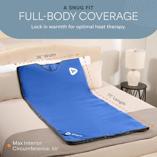 Lifepro RejuvaWrap Infrared Sauna Blanket for Detox & Relaxation – Available in 5 Colors & 3 Models – Portable Far Infrared at Home Sauna for Muscle Relief, Circulation & Recovery – 9 Heat Levels