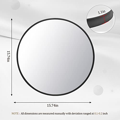 Image of HARRITPURE Round Mirror 15.7 inch Black Wall Mounted Circle Mirror with Aluminum Alloy Frame Modern Design for Bathroom, Living Room, Vanity, Bedroom, Entryway