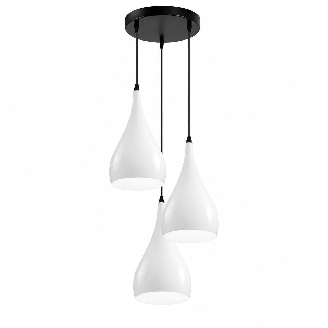 DC VOLTAGE Vintage Industrial 3Head Ceiling Pendant Light Hanging Light Metal Shade Indoor Light Fitting for Hotel, Restaurants, Bar, Dining Room (White)