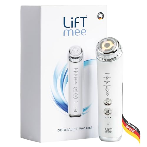 LIFTMEE Dermalift Pro 6in1 Radiofrequenz Gesichtspflegegerät mit Wärme- und Kältefunktion Mikrostrom Ionentechnologie 3 Lichtmodi 3 Intensitätsstufen Timerfunktion Selbstanwendung Zuhause