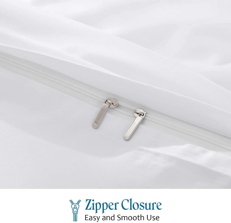 1-Piece King Size Duvet Cover Only, 90" x 102", 100% Egyptian Cotton, 600 Thread Count, White Solid, Zipper Closure, Lightweight Cooling Duvet Cover, Soft Breathable Bedding