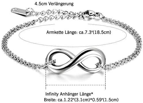 Miniatura 4 de Oidea - Pulsera de acero inoxidable para parejas con infinito, con bolsa de regalo