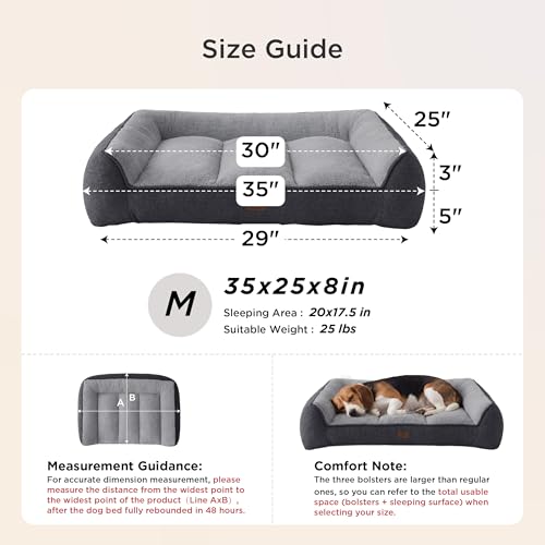 Image of Bedsure SupportMax Orthopedic Dog Bed Medium Size Dog - Extra Thick Supportive Medium Dogs Beds with Waterproof Washable Cover, Comfort Pet Bed Sofa with Soft Sherpa and Nonskid Bottom, Beige, 35 inch