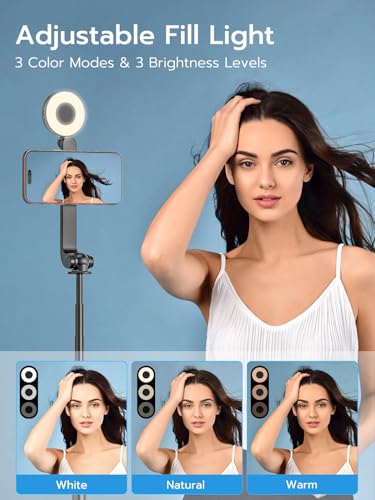 Trípode magnético para selfie con luz y mando inalámbrico para Android e iPhone 3