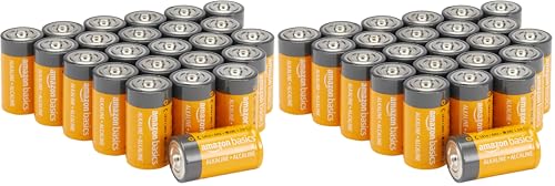 Piles alcalines Type C Amazon Basics 1.5V lot de 48 longue durée