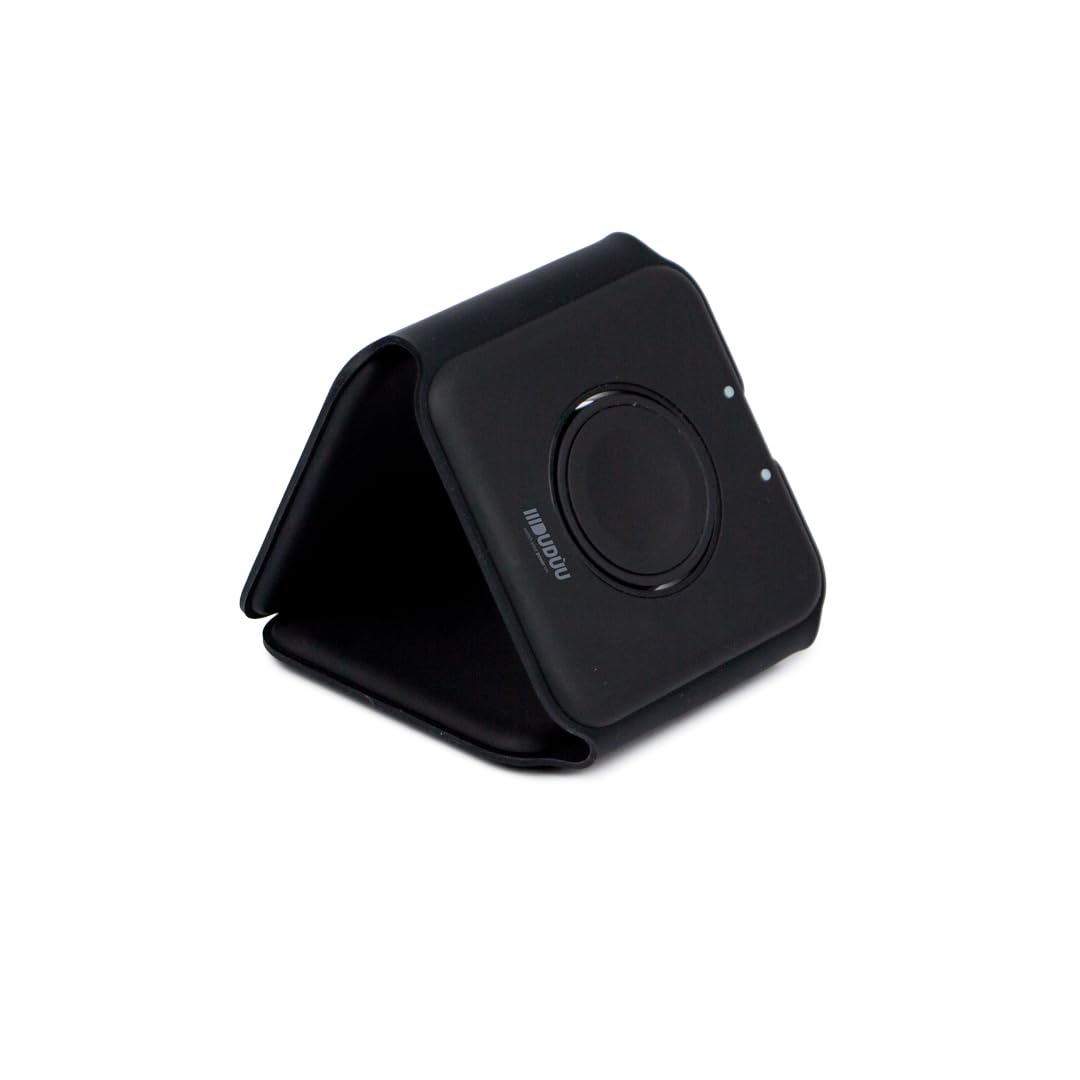 Fold Tappetino di ricarica 3 in 1 Pieghevole – Ricarica Qi per Smartphone, Smartwatch IOS e Auricolari, Stazione di Ricarica Portatile, Fast Charge 15W, Design Compatto da Viaggio (Nero)
