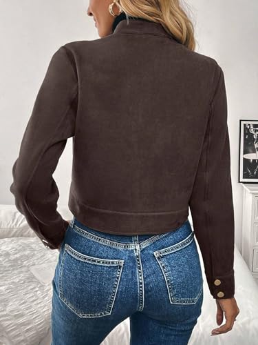 Chic Brown Fall Winter Jacket for Women: Casual, Cozy, and Perfect with Pockets! - Image 2