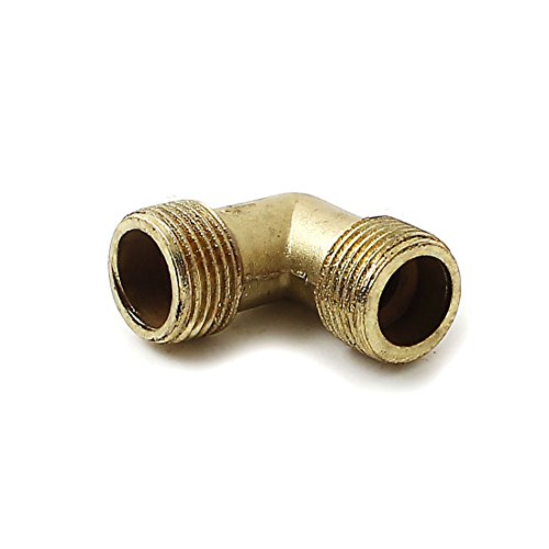 sourcingmap 3/8BSP Rosca Tubo Compresor De Aire Macho Codo Empalme Conector Tono Dorado