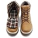 COTTIMO Snow Hiking Winter Boots for Women - Casual Brown Combat Work Boot - Non-slip Fur-Lined Ankle Boots - Fashion Boots Waterproof Leather Shoes Size 10