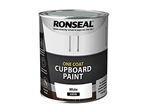Ronseal One Coat Cupboard Paint White Sat 750ml