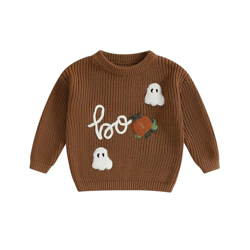 Toddler Baby Boy Girl Halloween Outfits Boo Ghost Sweater Long Sleeve Pullover Oversized Sweatshirt Fall Clothes