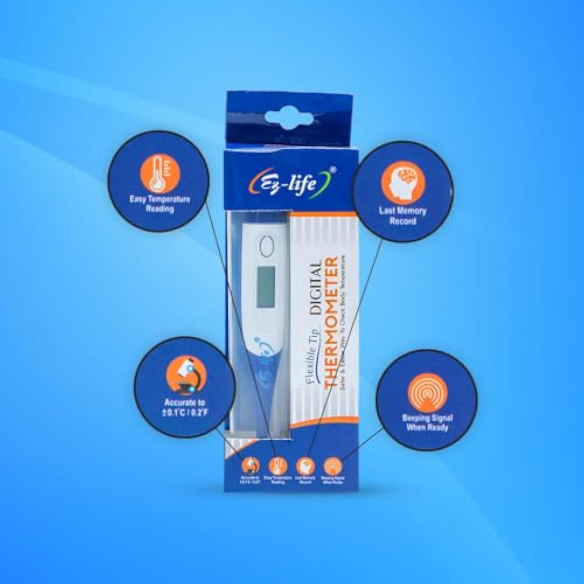 Flexible Tip Digital Thermometer for Children & Adults