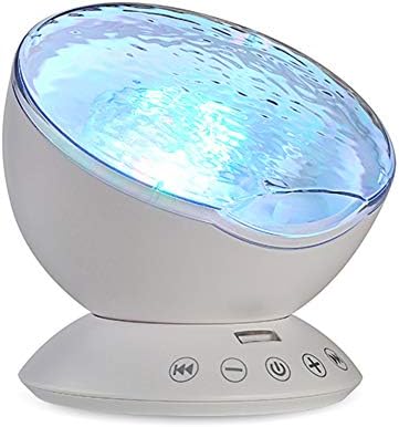 TOMNEW Ocean Wave Projector Sound Machine, Night Light Projector with Remote Control Timer 8 Colors LED Lighting Modes Water Lamp for Kids Adults Bedroom Living Room Party Decorations Gift (White)