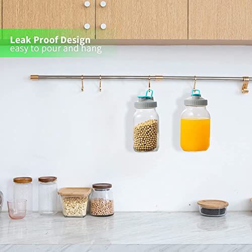 2 Pack Wide Mouth Mason Jar Lids For Ball Mason Jars, Including Mason Jar Pour Spout Lids With Handle, Innovative Flip Cap Lids, For Pouring, Drinking And Airtight Storage (Blue) #TOP7