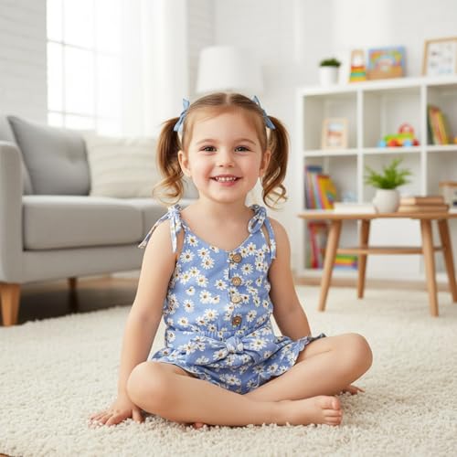 Image of Toddler Girl Clothes Baby Summer Cute Halter Romper 6 Months to 5 Years Old