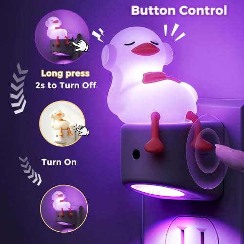 Image of L LOHAS LED Plug in Night Light for Kids, Color Changing LED Night Light | Cute Duck, Dusk to Dawn Sensor, Christmas, Birthday Gift Nightlight for Girls & Kids, Room Decor, 2 Pack
