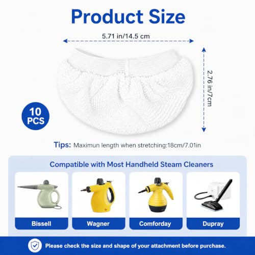 Image of 10Pack Microfiber Cloths for Handheld Steam Cleaner Compatible with Bissell Steam Shot, Comforday, PurSteam, Wagner Spraytech, Universal Washable Steam Cleaner Accessories